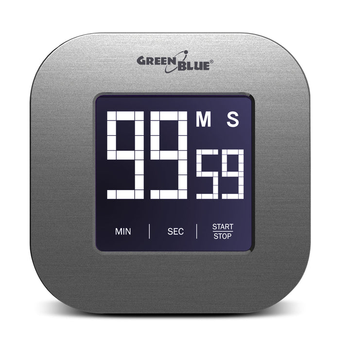 Greenblue GB524 Digital Magnetic Timer- Silver Countdown Stopwatch Magnet Back