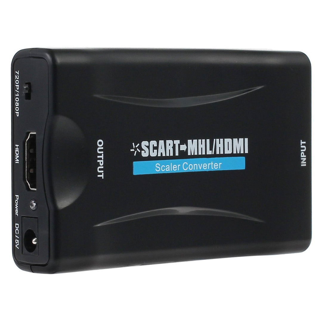 The SCART-to-HDMI converter is a universal converter that converts an analog SCART input to a digital HDMI output (up to 1080p at 60 Hz).