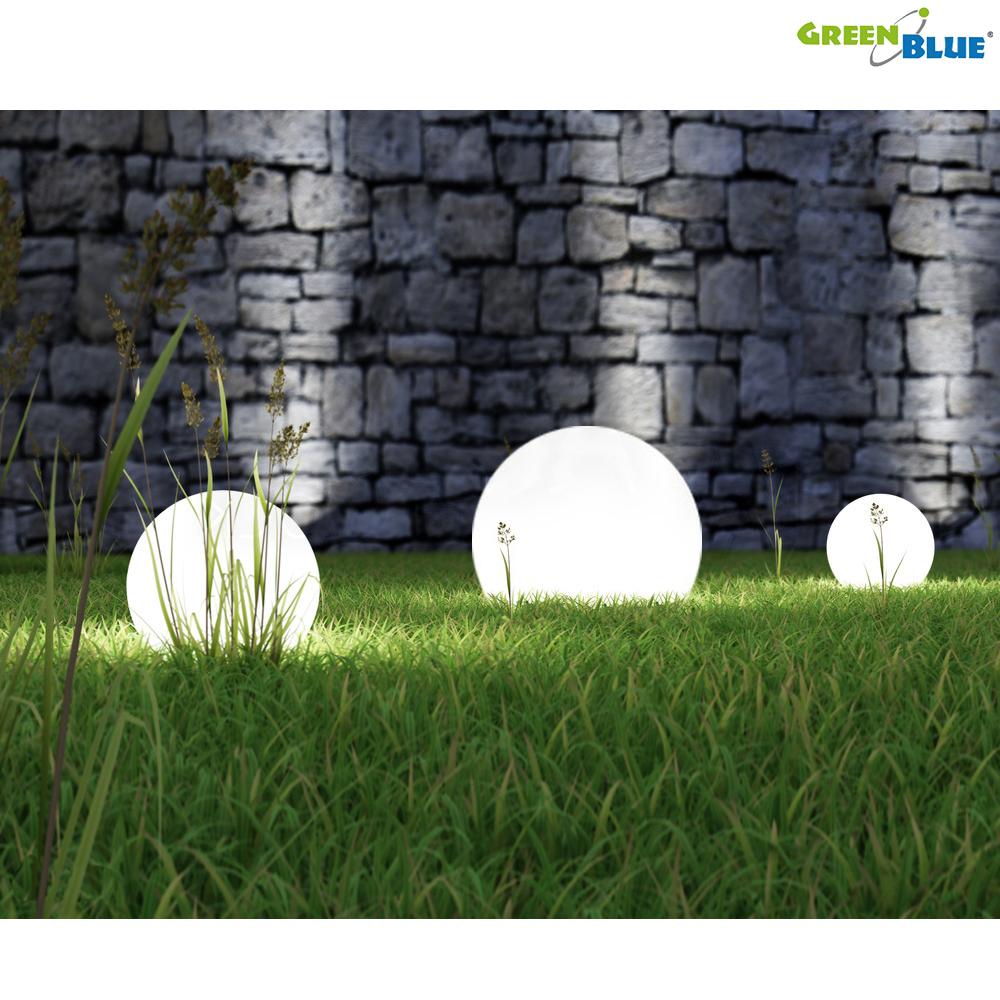 GB168 Solar Freestanding Garden Lamp – 30x30x63 cm Sphere, White LED