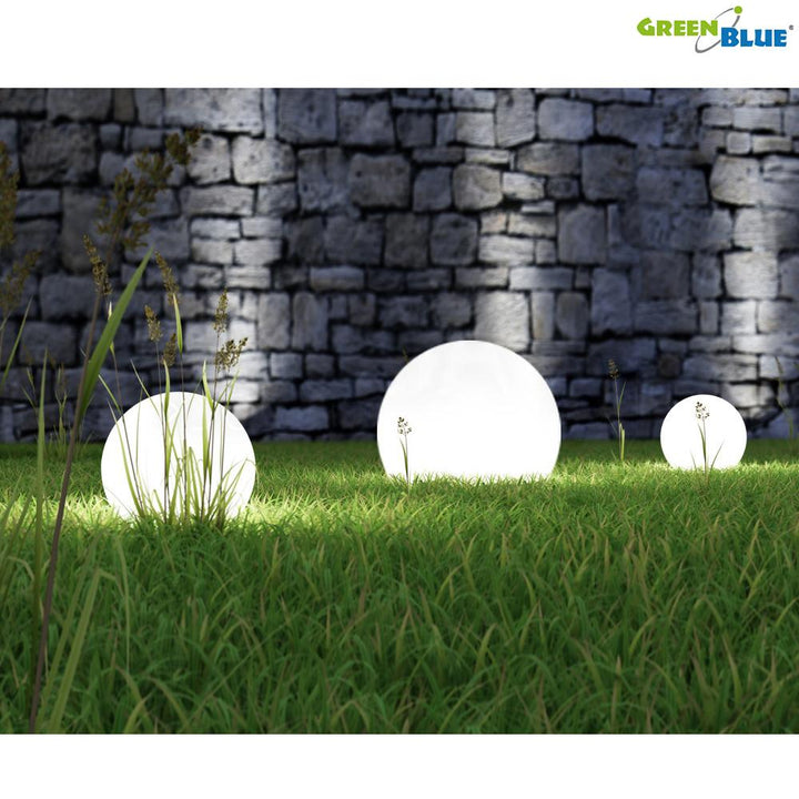 GB168 Solar Freestanding Garden Lamp – 30x30x63 cm Sphere, White LED
