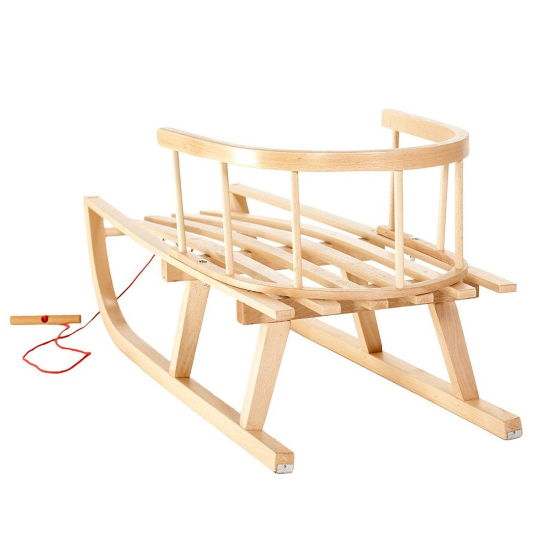 GreenBlue GB 136 Sledge Sled Beech Wood Removable Backrest High Quality Winter Snow