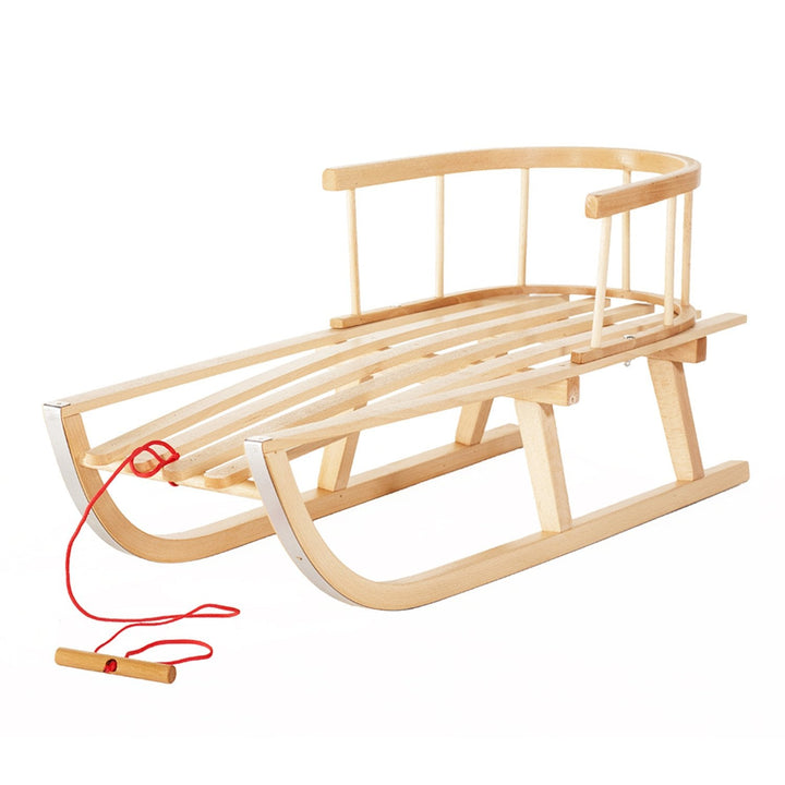 GreenBlue GB 136 Sledge Sled Beech Wood Removable Backrest High Quality Winter Snow