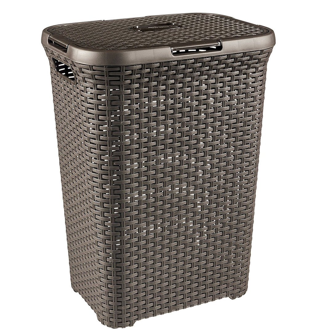 Curver laundry basket, openwork design, 60L, dark brown, Natural Style