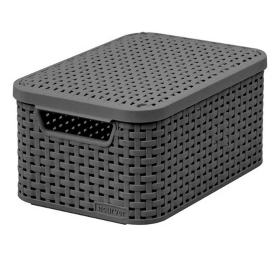 Curver Rattan Style S dark grey basket with lid