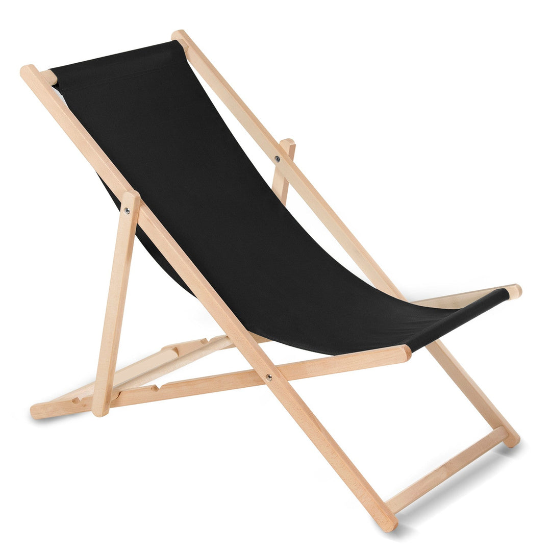 GreenBlue GB183 classic folding lounger in black beech combines elegant design with functionality.