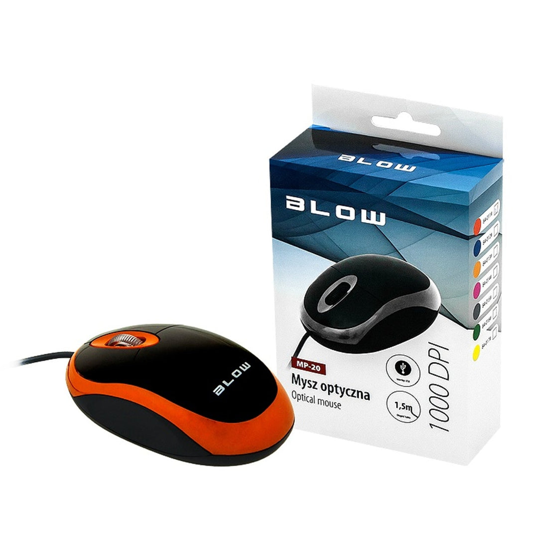 Blow optical mouse, USB, 1000 DPI, orange, MP-20