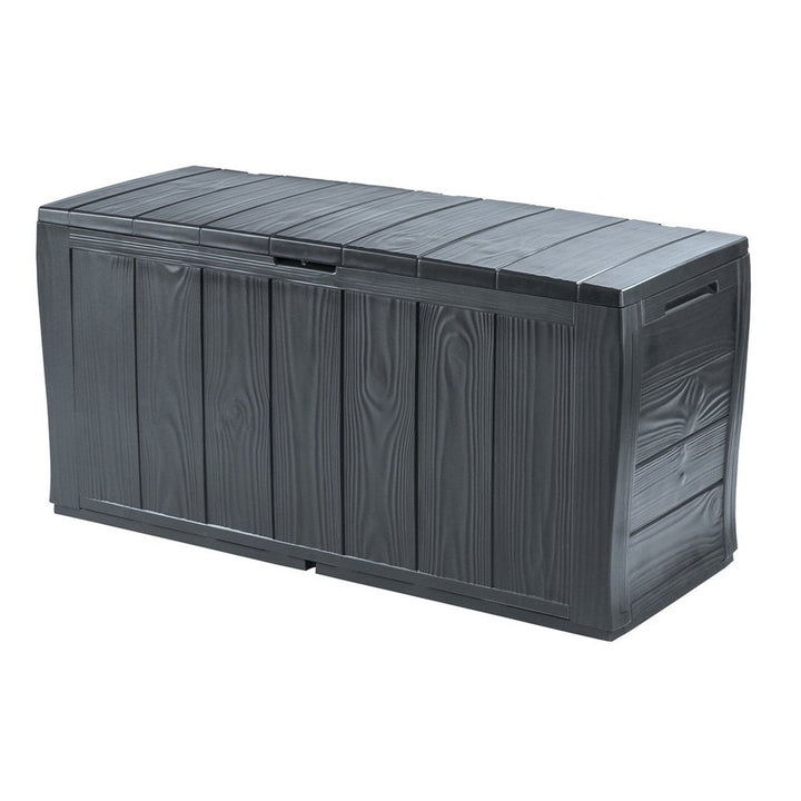 Keter Sherwood 270L Storage Deck Box Chest Graphite Weatherproof Garden Patio Balcony