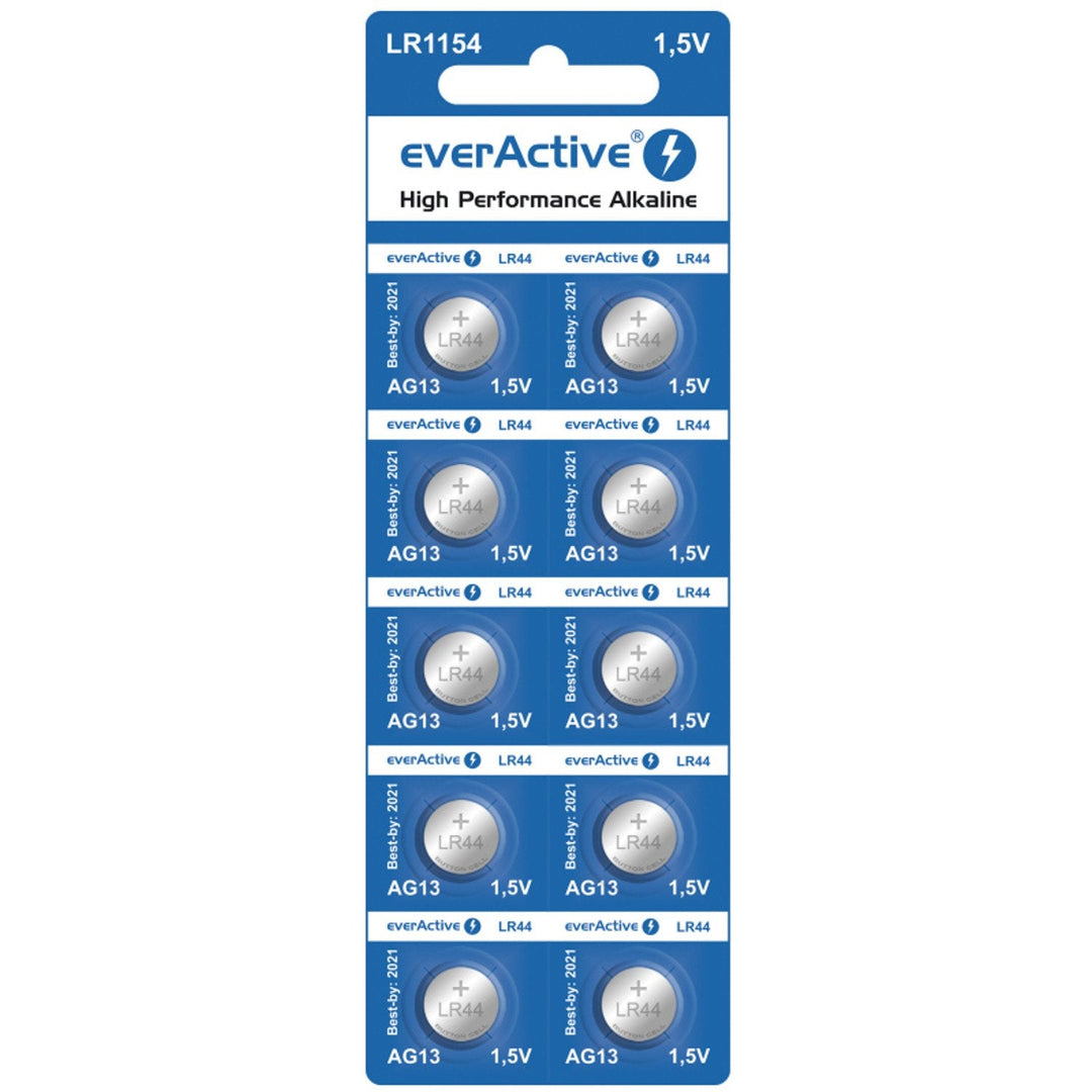 10x G13 LR44 alkaline battery mini everActive Button batteries