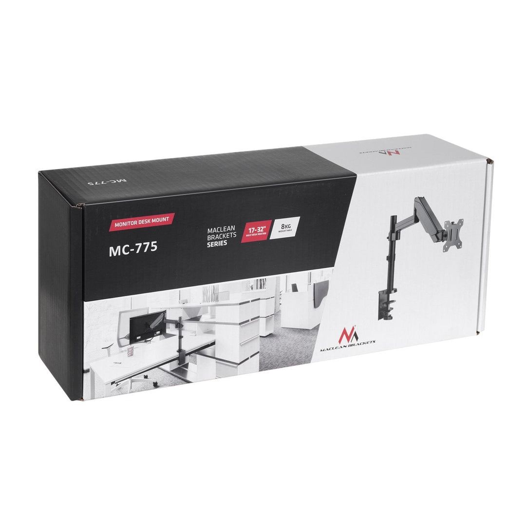 Maclean MC-775 Monitor TV Bracket Stand Desk Mount 17" - 32" Adjustable 8kg VESA Gas Spring