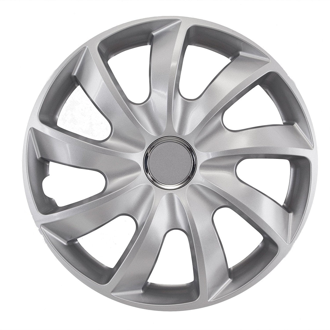 Set of universal hubcaps 15" Stig silver lacquer press-on 4 pieces