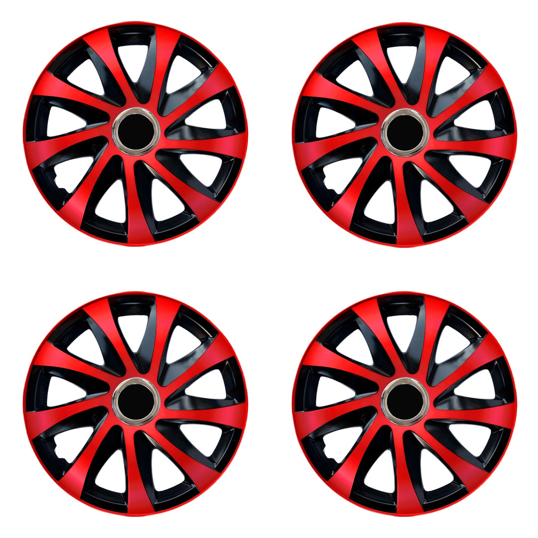 NRM DRIFT Extra red/black 15" universal hubcaps 4 pieces