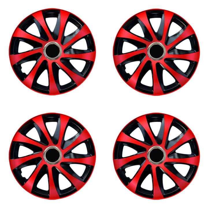 NRM DRIFT Extra red/black 15" universal hubcaps 4 pieces