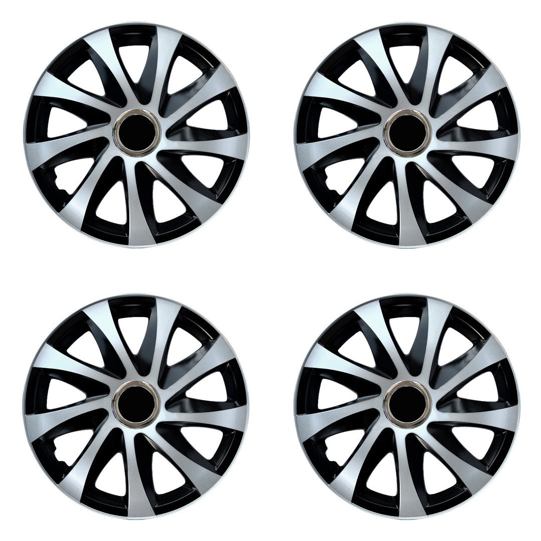 NRM DRIFT Extra silver/black 16" universal hubcaps 4 pieces