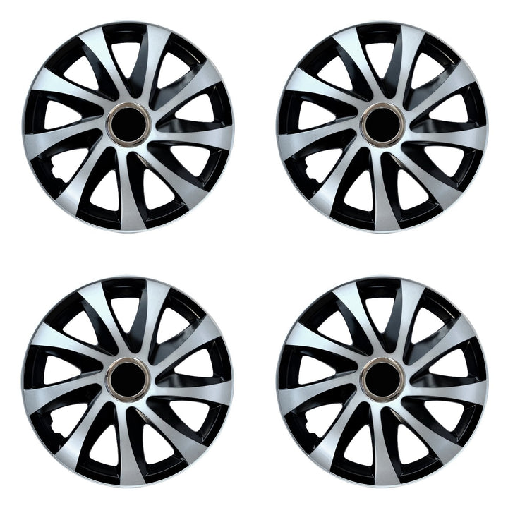 NRM DRIFT Extra silver/black 16" universal hubcaps 4 pieces