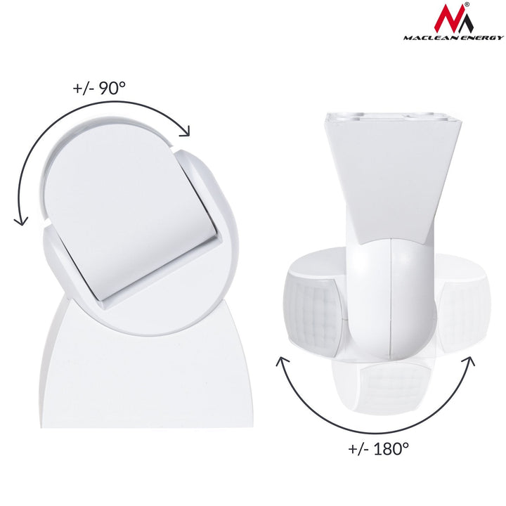 Infrared Motion Detector PIR Modern Range 12m Color White IP65 Maclean Energy MCE201W