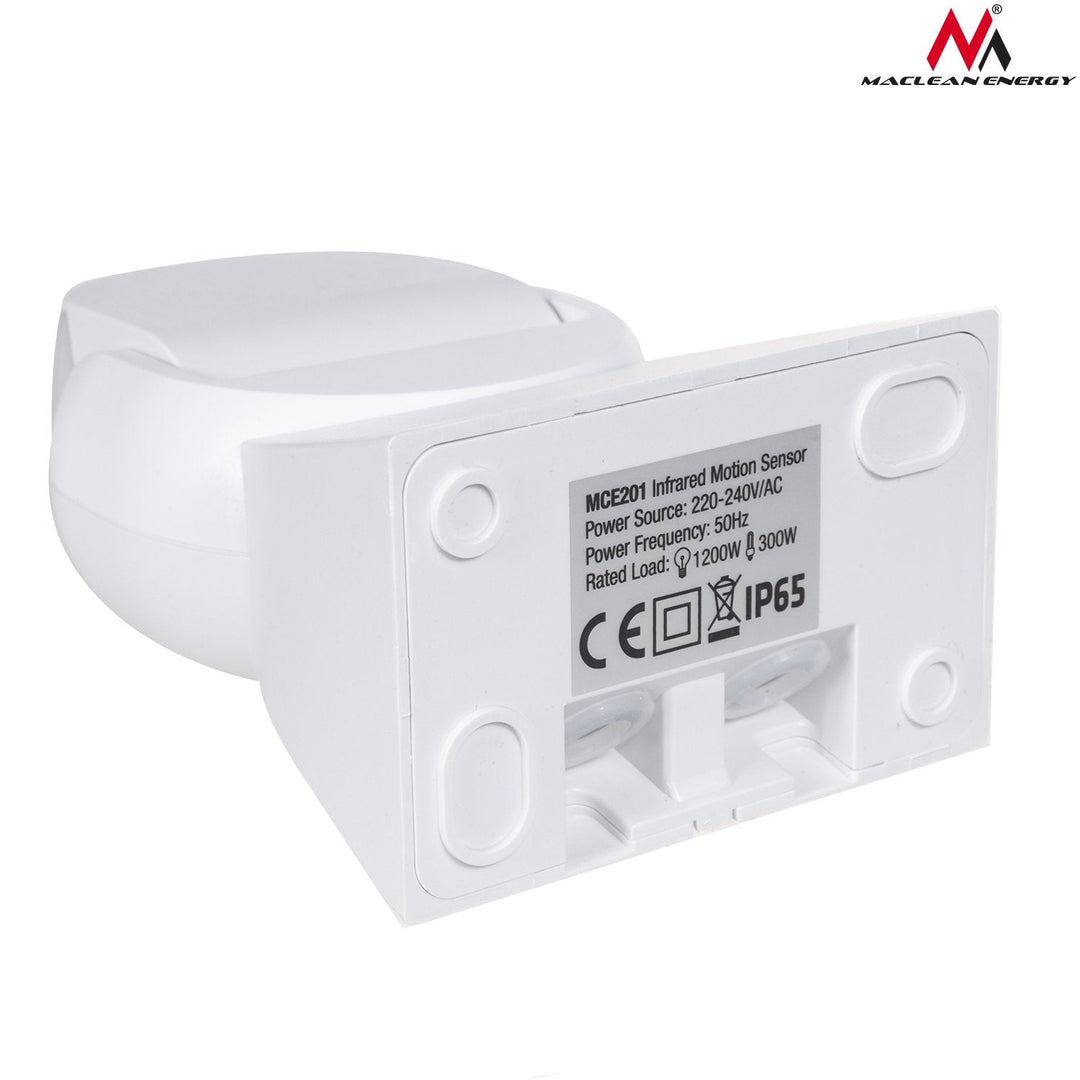 Infrared Motion Detector PIR Modern Range 12m Color White IP65 Maclean Energy MCE201W