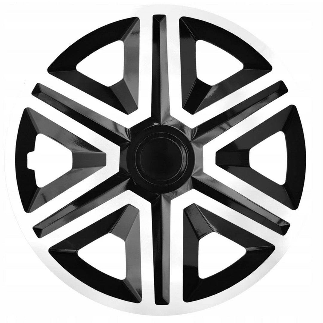 NRM 15" Wheel Covers Hubcaps Universal 4 PCS Black White Weather Resistant Heavy Duty