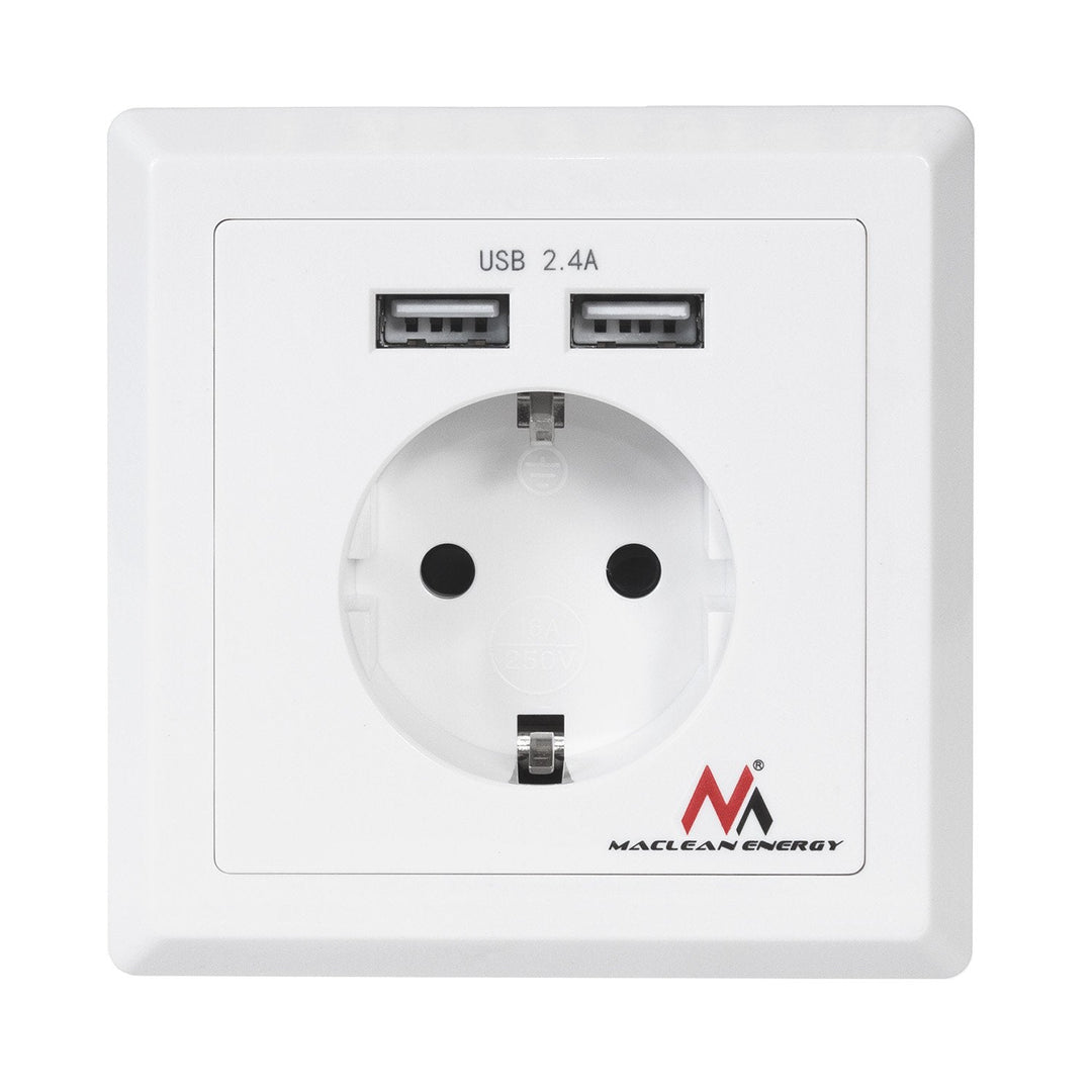Schuko socket Wall socket with 2x USB charging ports 2.4A 2xUSB charging sockets Schuko safety plug ...