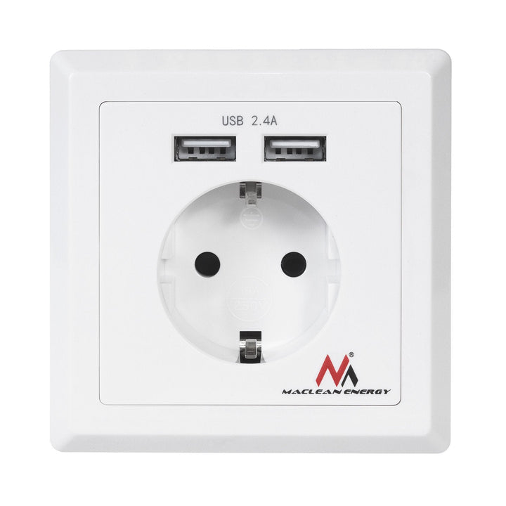 Schuko socket Wall socket with 2x USB charging ports 2.4A 2xUSB charging sockets Schuko safety plug ...
