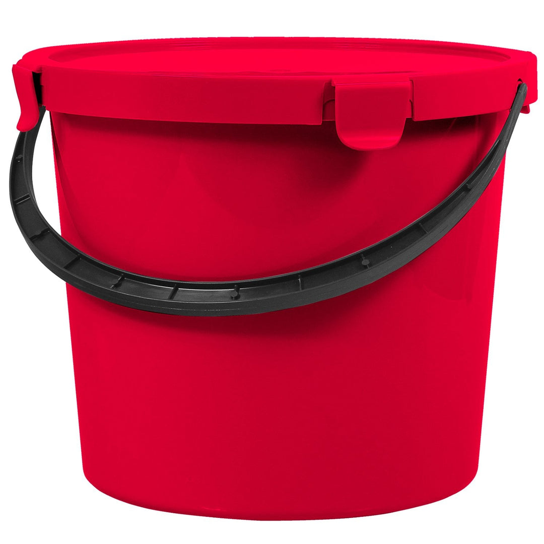 Bucket with lid and handle Plast Team Berry 10L red