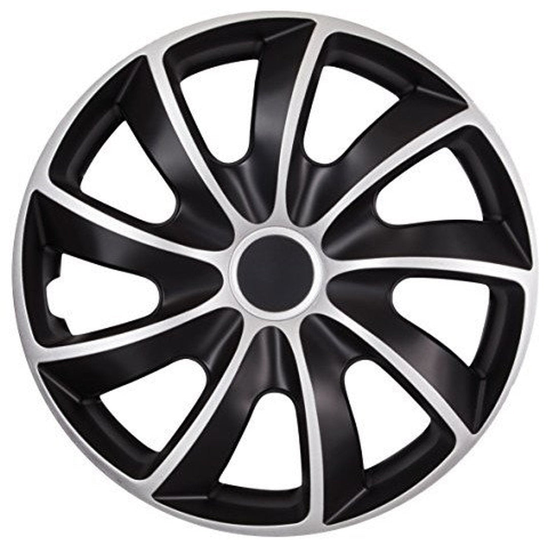 Universal hubcaps 13" NRM QUAD BICOLOR black and silver 4 pieces