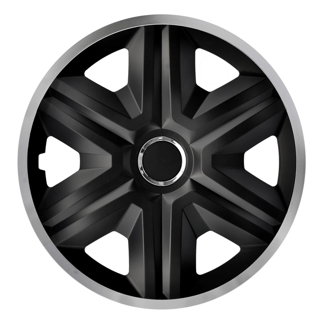 NRM 15" Wheel Covers Universal Hubcaps 4 PCS Black Silver Easy Assembly Durable