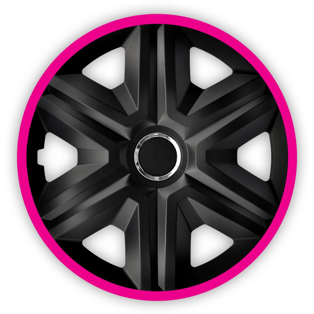 NRM 14" Wheel Covers Hubcaps 4 PCS Universal Car Easy Assembly Black Pink