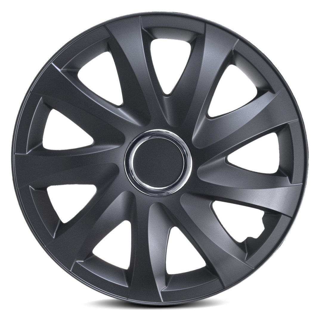 16'' Hubcaps Wheel Trims Covers - NRM Drift Black Matt - Set of 4