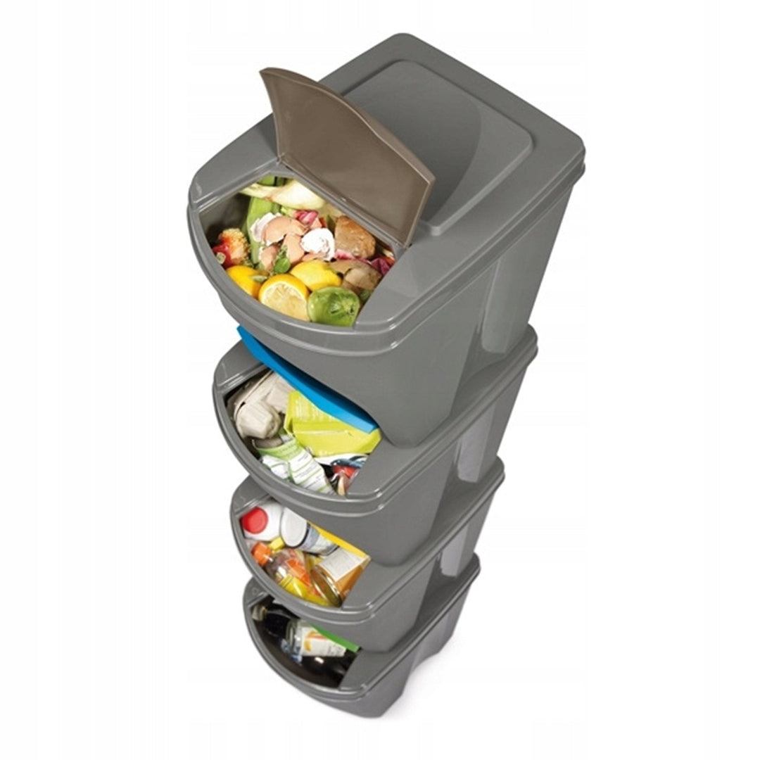 Prosperplast IKWB20S4-405U Sorting Waste Bin Set Recycling Segregation Container ECO Stackable 4 x 25L