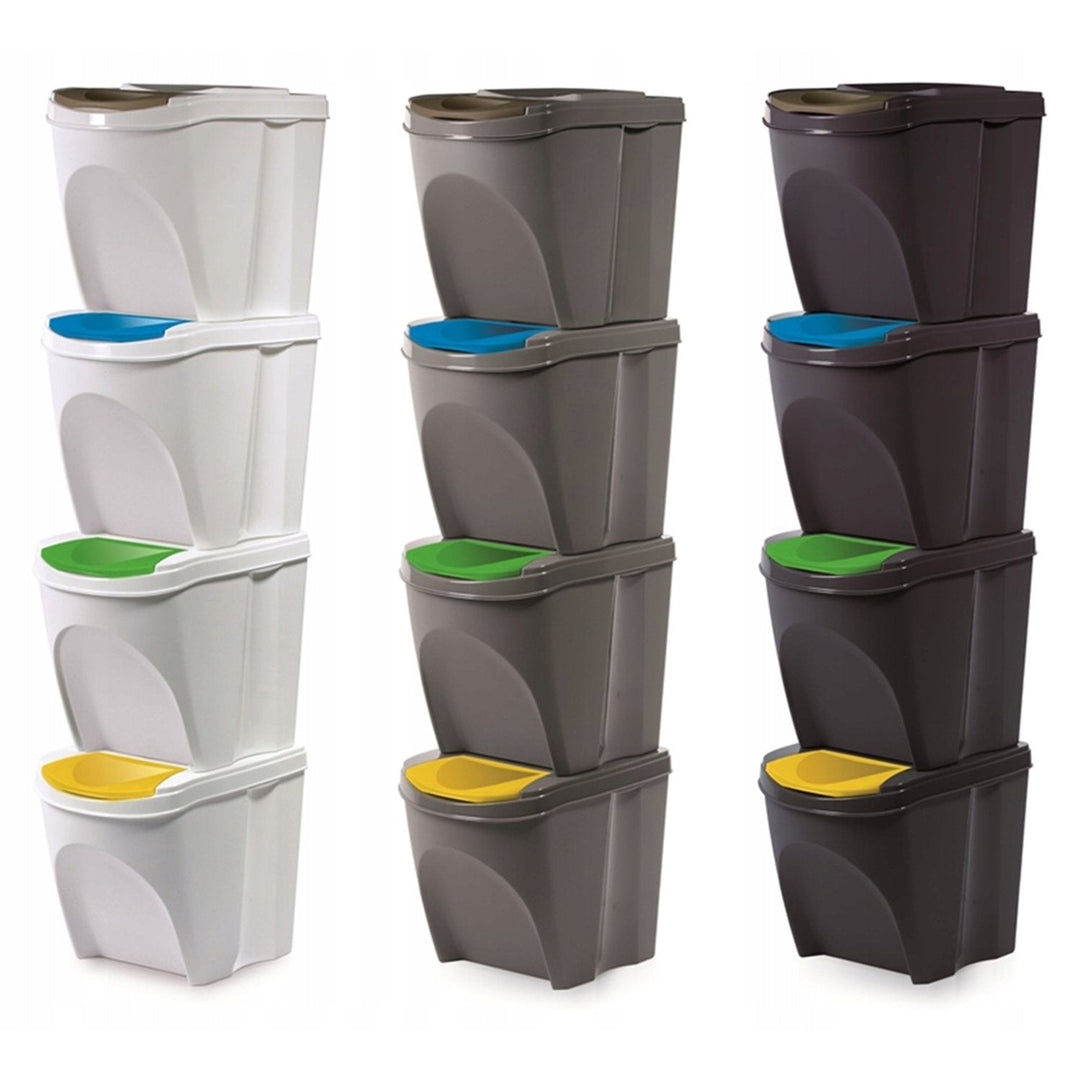 Prosperplast IKWB20S4-405U Sorting Waste Bin Set Recycling Segregation Container ECO Stackable 4 x 25L