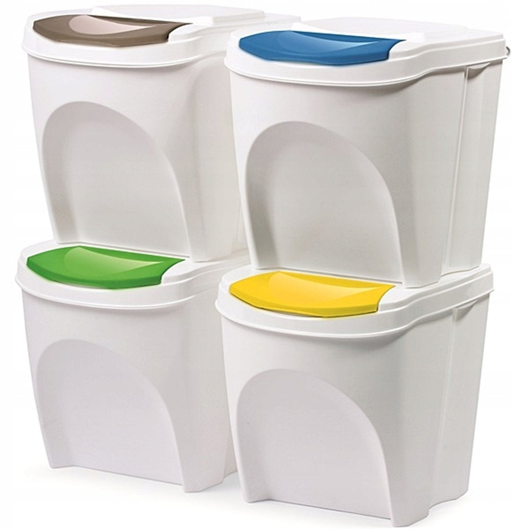 Prosperplast IKWB20S4-405U Sorting Waste Bin Set Recycling Segregation Container ECO Stackable 4 x 25L