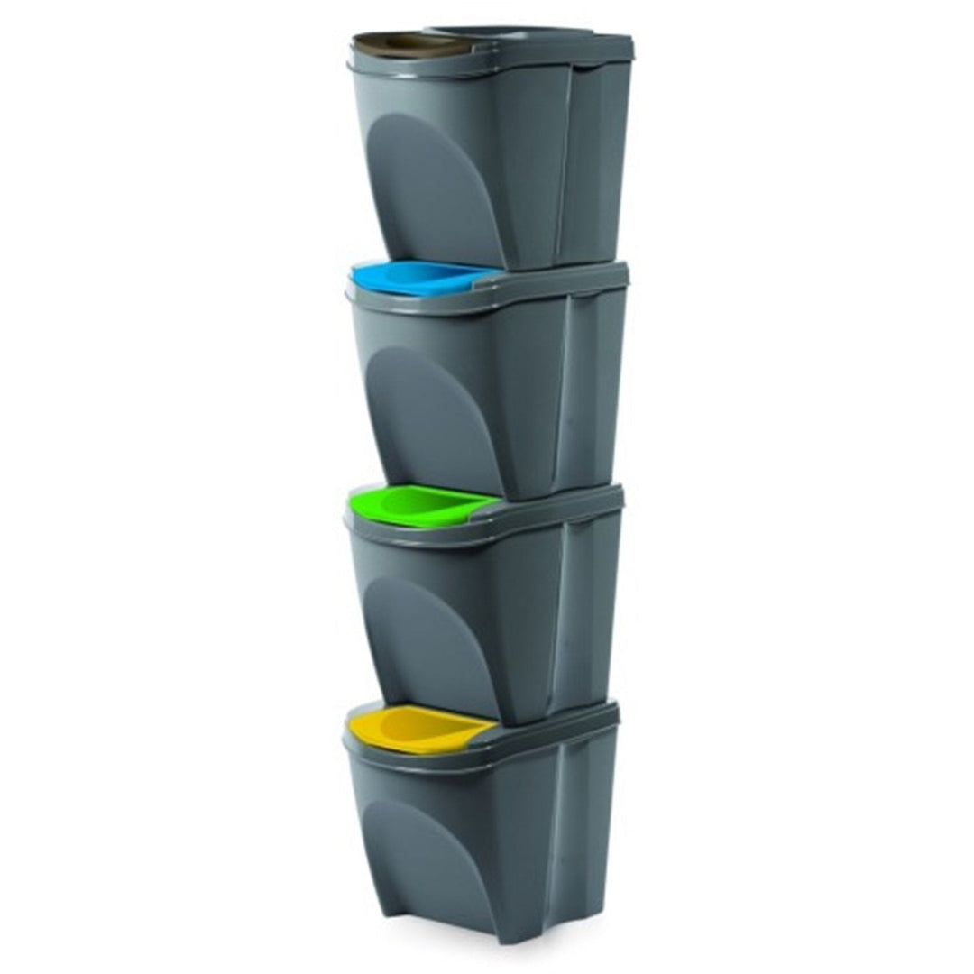 Prosperplast IKWB20S4-405U Sorting Waste Bin Set Recycling Segregation Container ECO Stackable 4 x 25L