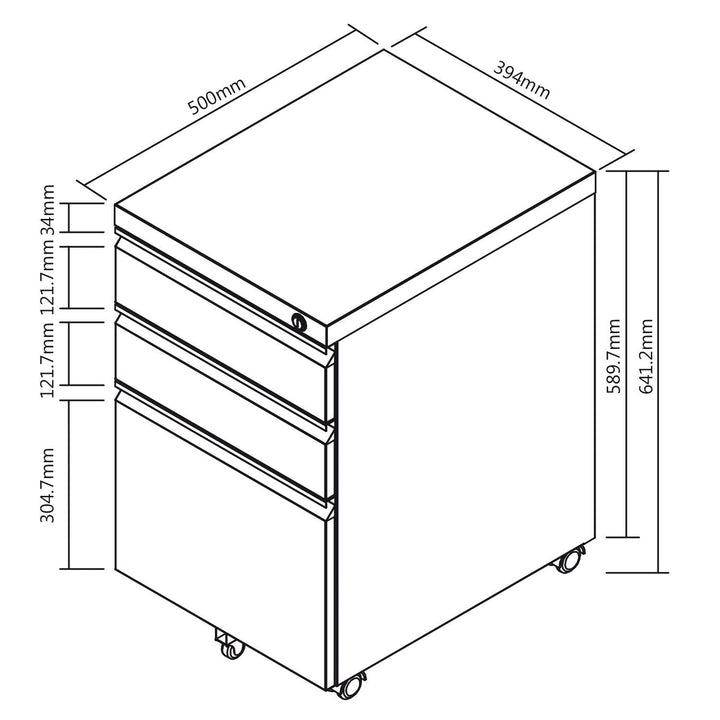 Maclean MC-850 Portable Under Desk Filing Cabinet Storage Drawer Lockable Wheels Sturdy Office Documents