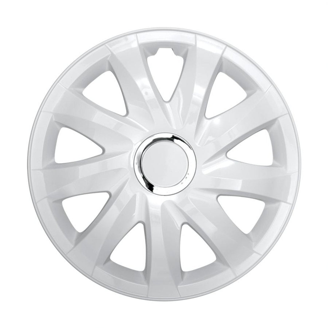 Drift hubcaps 15 "white lacquered 4 pieces Easy installation
