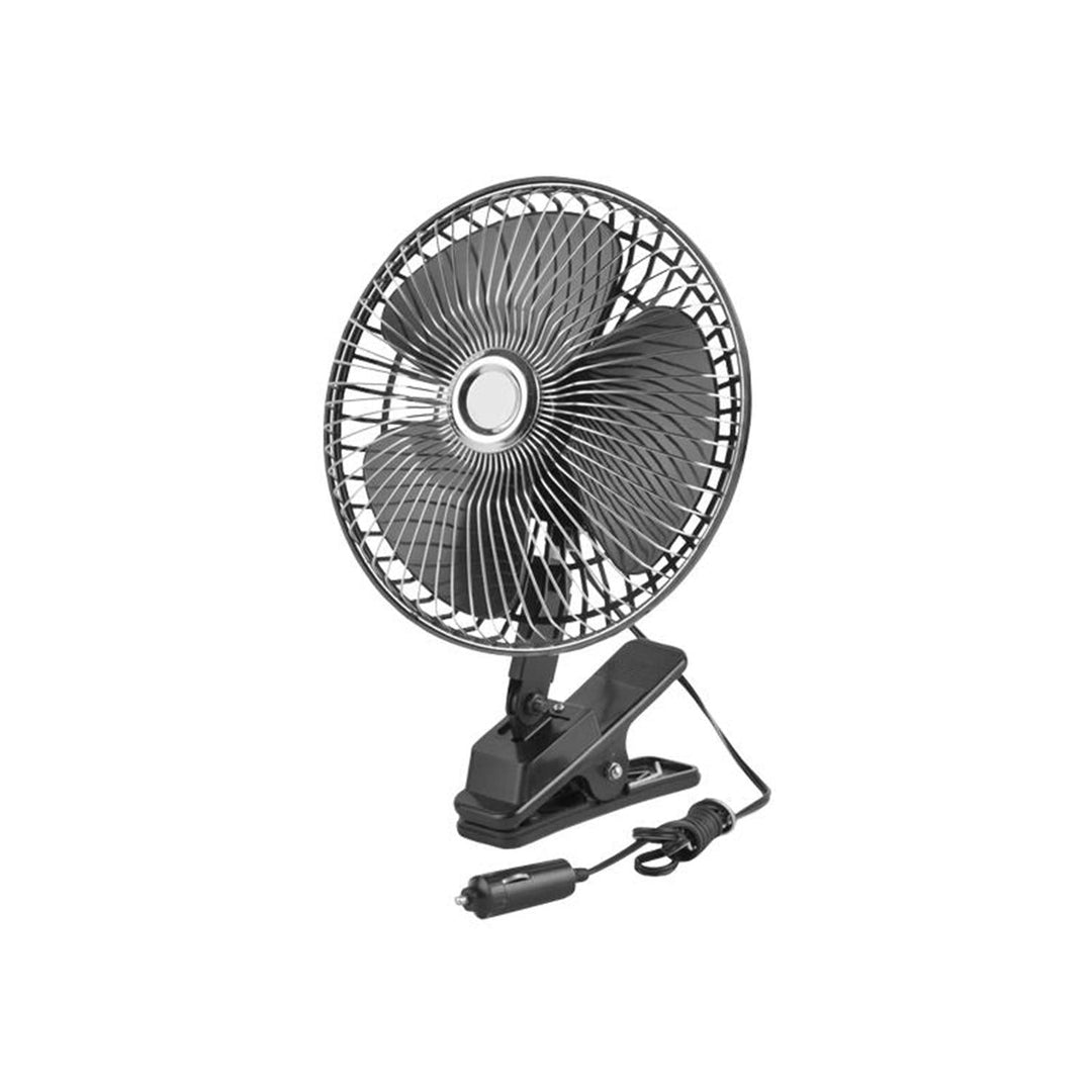LTC LXWTS1 Car Fan Portable Travel 12V 6" Clip Mount 3-Position Switch Oscillation Adjustable