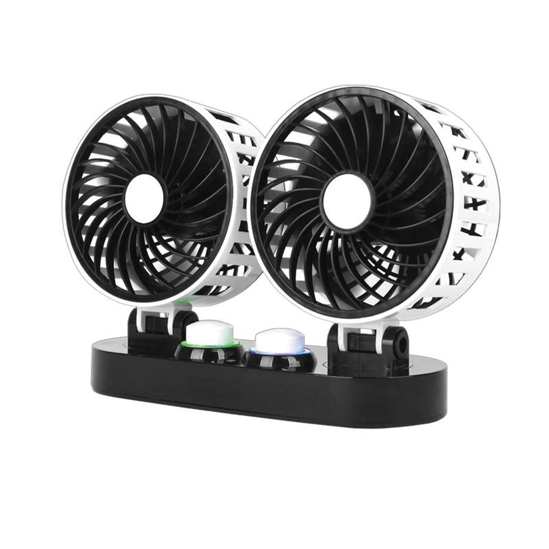 LTC LXWTS4 Double Car Fan 2x 5" 12V Rotatable Adjustable, Cigarette Lighter Socket