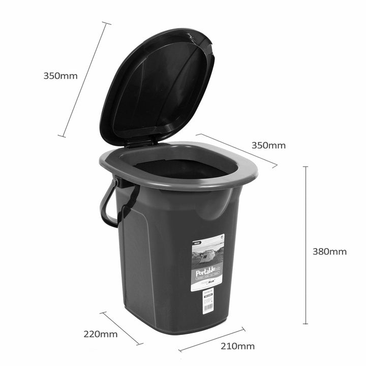GreenBlue GB320BR 19L Portable Camping Toilet Bucket Travel Festival with Handle Detachable Seat - Navy Blue &amp; Pink