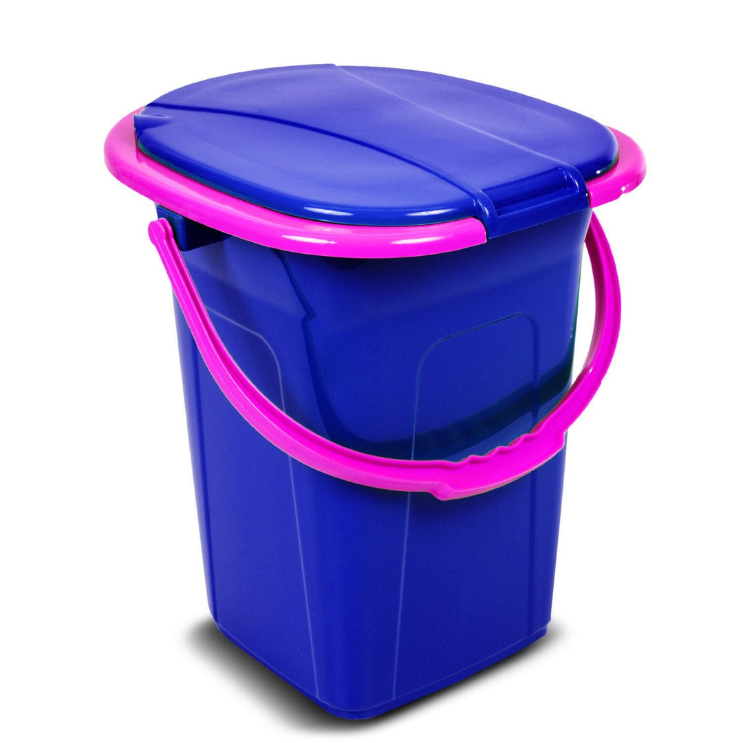GreenBlue GB320BR 19L Portable Camping Toilet Bucket Travel Festival with Handle Detachable Seat - Navy Blue &amp; Pink