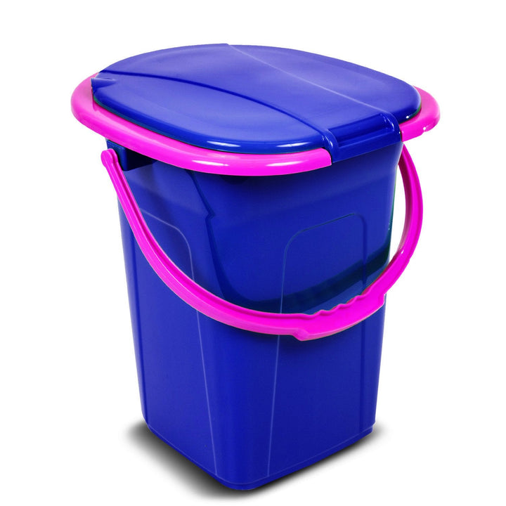 GreenBlue GB320BR 19L Portable Camping Toilet Bucket Travel Festival with Handle Detachable Seat - Navy Blue &amp; Pink