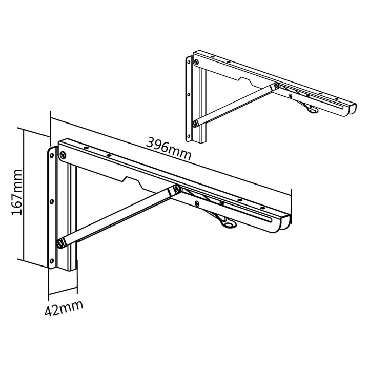 Maclean MC-876 Wall Brackets Folding Shelf Mount Table 50kg Solid Set  Assembly Elements