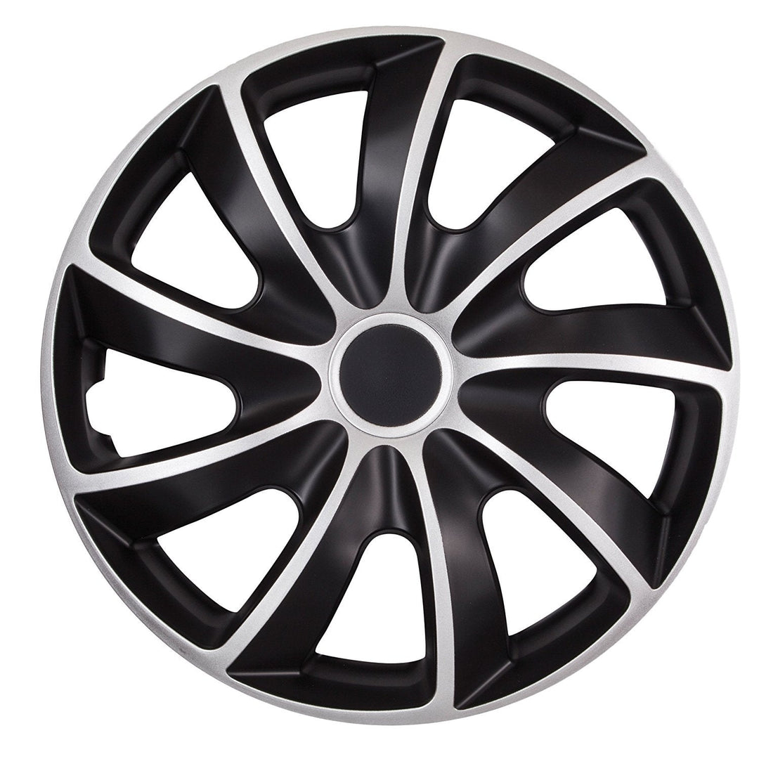 NRM Quad Bicolor SILVER&BLACK Hubcaps 17" High Quality ABS Plastic