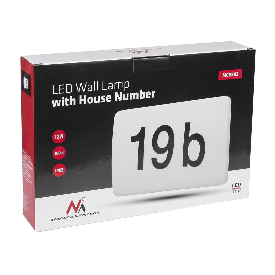Maclean LED lamp, house number, with twilight sensor, white, max 10W, IP65, neutral color (4000K), max 1000lm, MCE292 W
