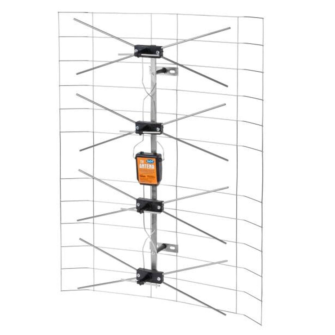 Broadband mesh TV antenna without amplifier and symmetrizer