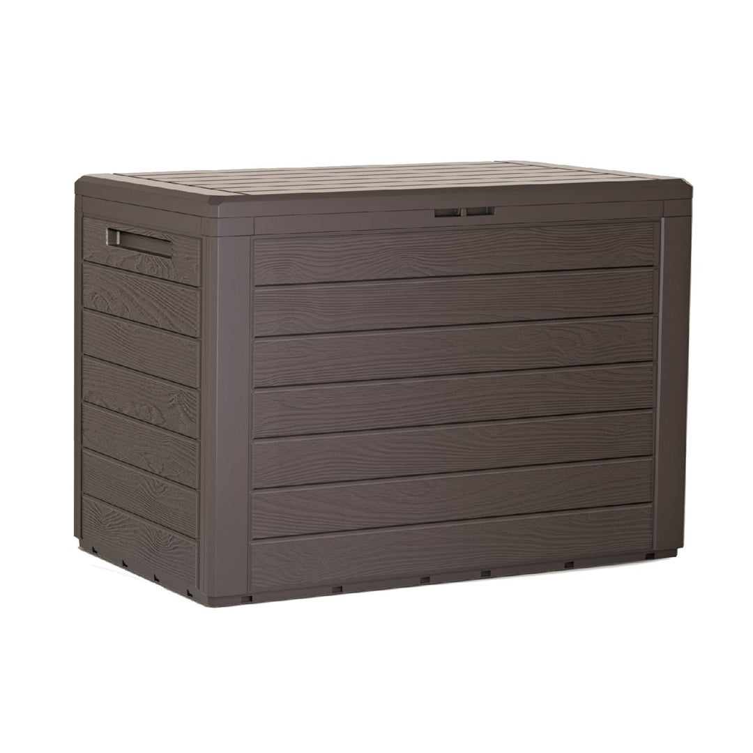 190L Brown Garden Storage Chest Deck Box Wooden Structure 4 Padlock Holder