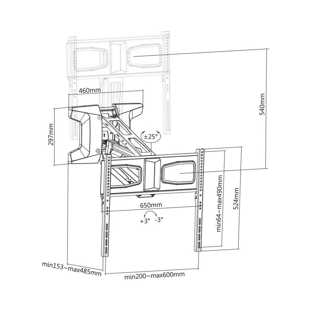 Maclean MC-891 Electric TV Wall Mount Bracket Remote 37''-70" VESA 35kg Over Fireplace Pull Down TV Holder EU plug