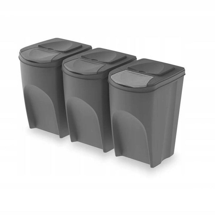 Sortibox 3x20L Gray Recycling Bin Set ISWB20S3 - Efficient Waste Sorting Solution