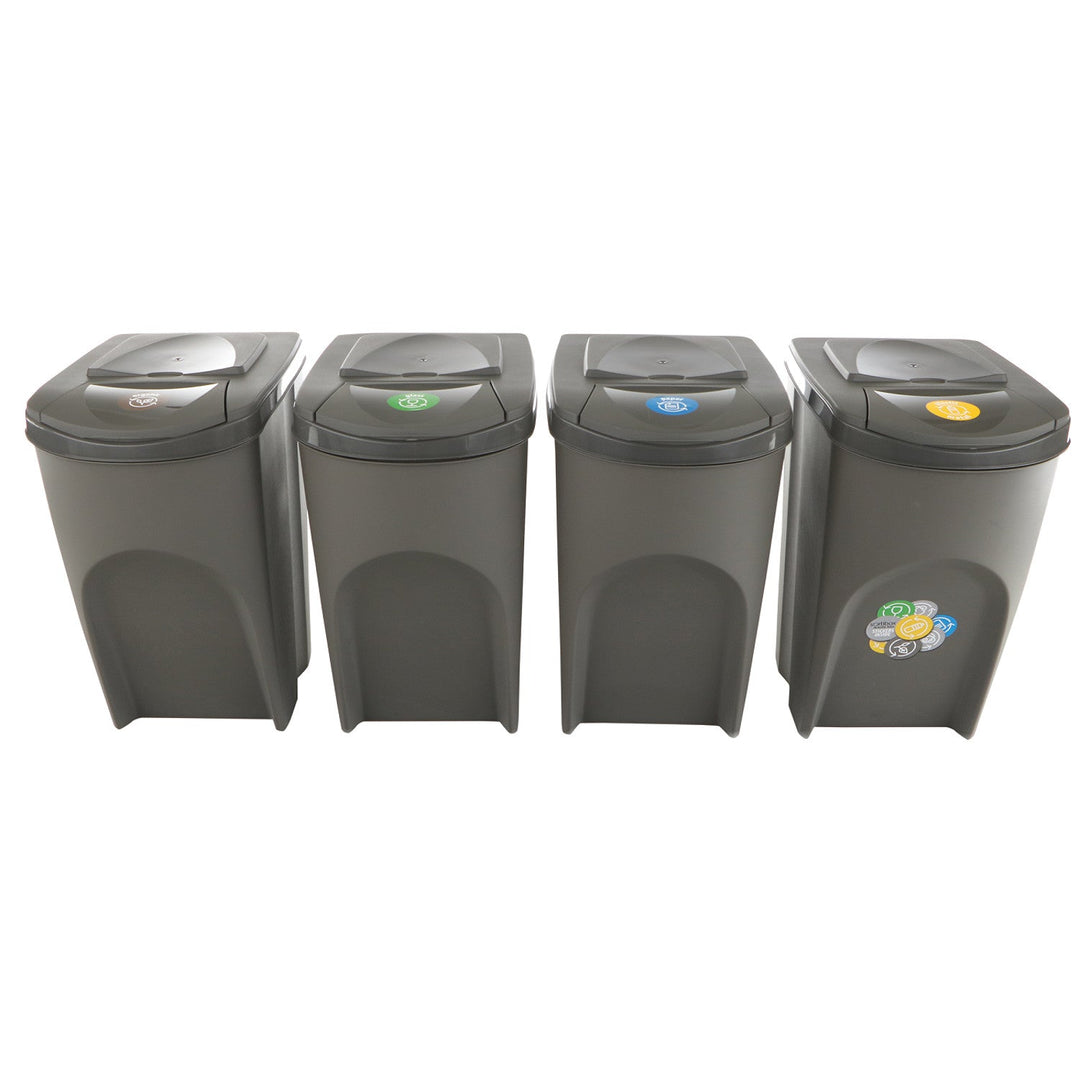 Prosperplast Sortibox 4x 35L Set of Sorting Recycling Bins - Grey