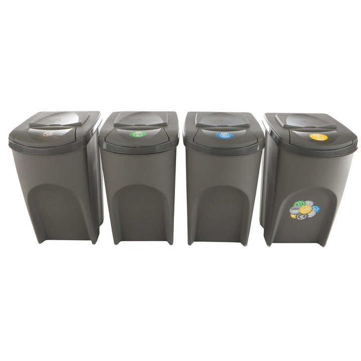 Prosperplast Sortibox 4x 35L Set of Sorting Recycling Bins - Grey