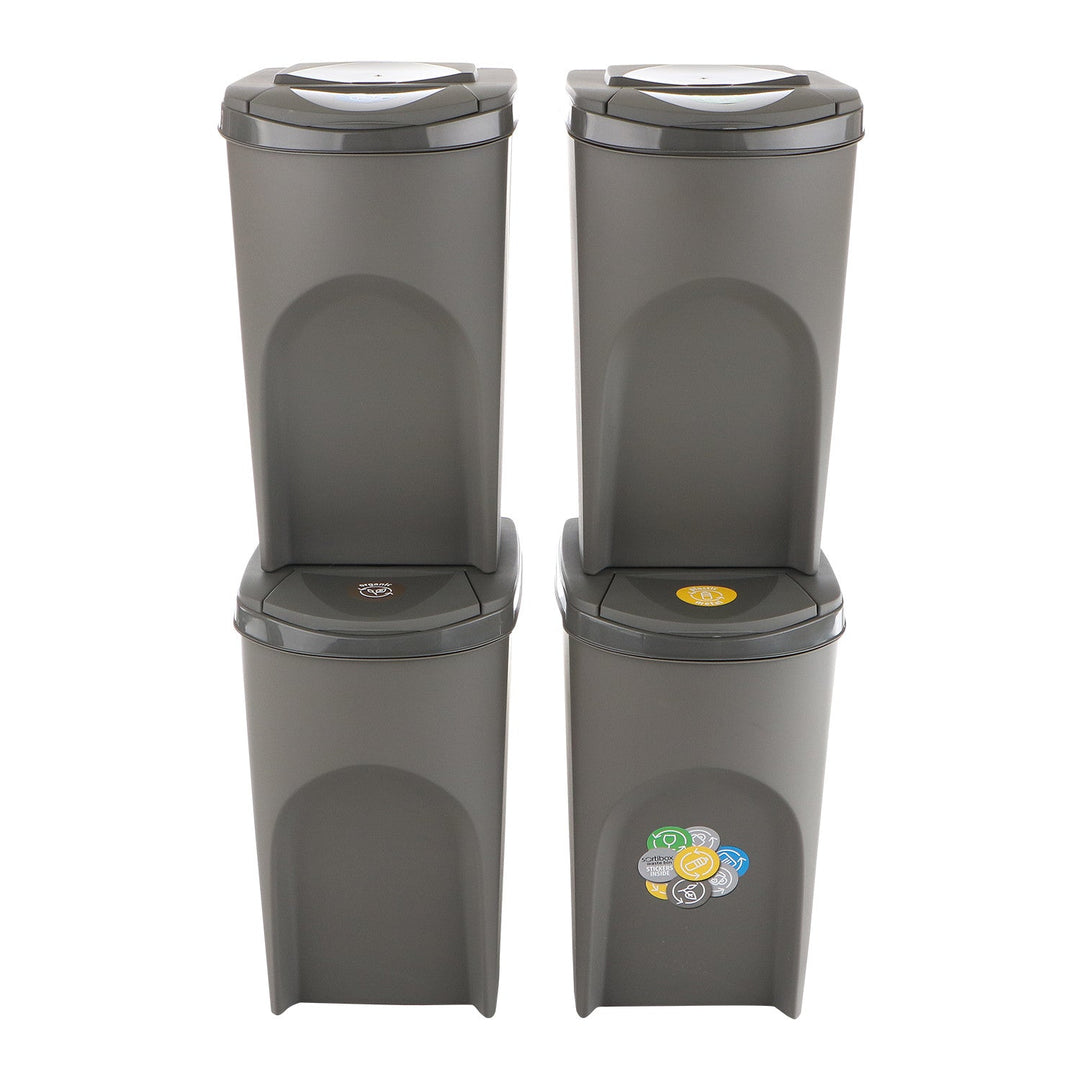 Prosperplast Sortibox 4x 35L Set of Sorting Recycling Bins - Grey