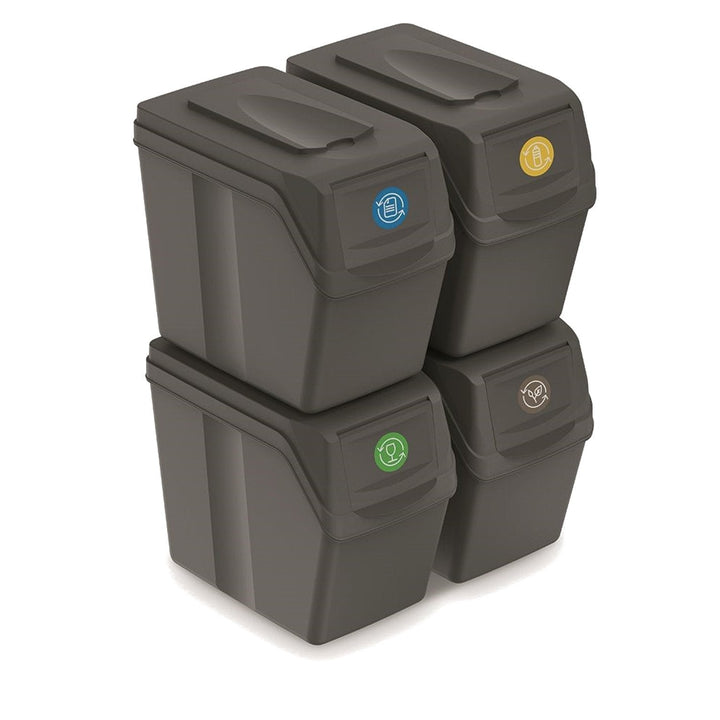 Sortibox 3x20L Gray Recycling Bin Set ISWB20S3 - Efficient Waste Sorting Solution